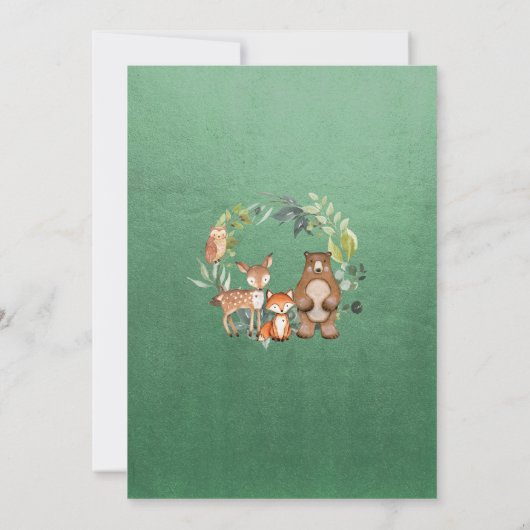 Greenery Oh Boy Woodland Animals Baby shower Kaart (Achterkant)