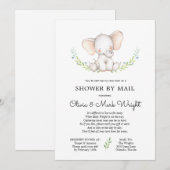 Greenery Olifant Baby shower per Mail Kaart (Voorkant / Achterkant)