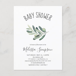 Greenery Olive Baby shower Uitnodiging Briefkaart