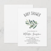 Greenery Olive Baby shower Uitnodiging Briefkaart (Voorkant / Achterkant)