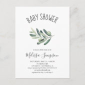 Greenery Olive Baby shower Uitnodiging Briefkaart (Voorkant)