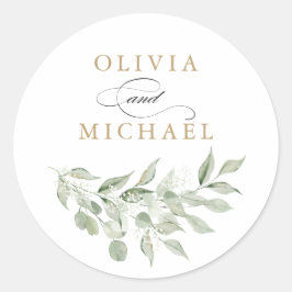 Greenery Olive Branch Baby's Breath Envelope Ronde Sticker
