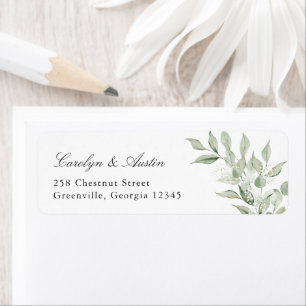 Greenery Olive Branch Baby's Breath Return Address Etiket