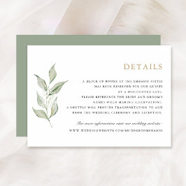 Greenery Olive Branch Baby's Breath Wedding Detail Kaart