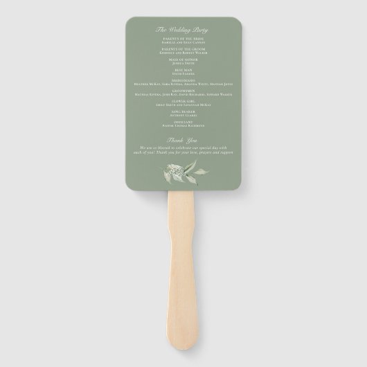 Greenery Olive Branch Babys Breath Wedding Program Handwaaier (Achterkant)