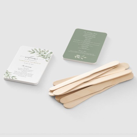 Greenery Olive Branch Babys Breath Wedding Program Handwaaier (Niet-gemonteerd)