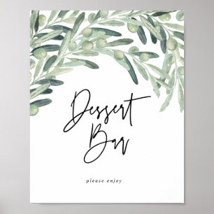 Greenery Olive Branch Wedding Dessert Bar Sign Poster