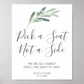 Greenery Olive Wedding Seating Poster (Voorkant)
