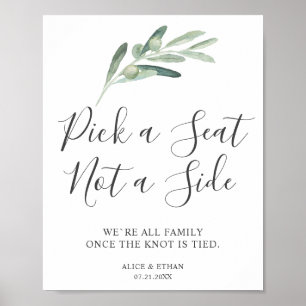 Greenery Olive Wedding Seating Poster