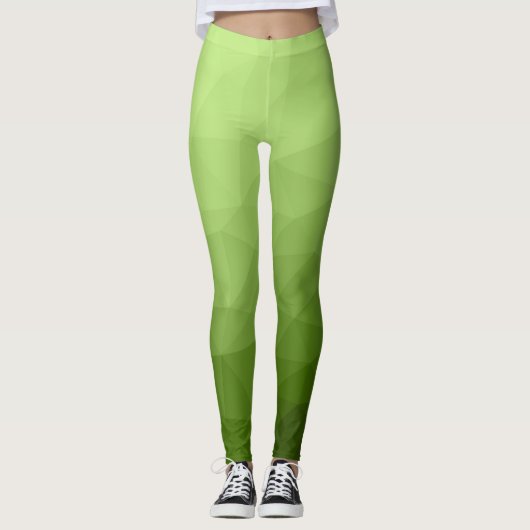 Greenery ombre gradiënt geometrisch maaspatroon leggings (Voorkant)