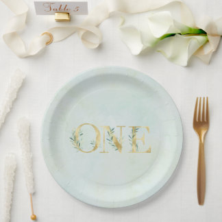 Greenery ONE first-verjaardagsfeest borden! Papier Papieren Bordje