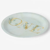 Greenery ONE first verjaardagsfeest borden! Papieren Bordje (Gekanteld)