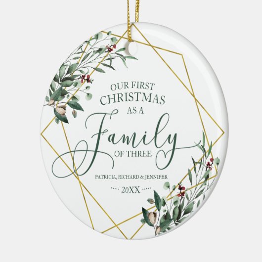 Greenery ons eerste kerstfeest als familie van dri keramisch ornament (Links)