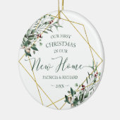 Greenery ons eerste kerstfeest in ons nieuwe huis keramisch ornament (Links)