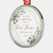 Greenery ons eerste kerstfeest in ons nieuwe huis metalen ornament (Links)