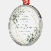 Greenery ons eerste kerstfeest in ons nieuwe huis metalen ornament (Links)