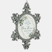 Greenery ons eerste kerstfeest in ons nieuwe huis tin sneeuwvlok ornament (Links)