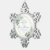 Greenery ons eerste kerstfeest in ons nieuwe huis tin sneeuwvlok ornament (Rechts)