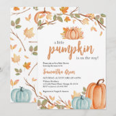 Greenery Oranje pompoen Baby shower Kaart (Voorkant / Achterkant)