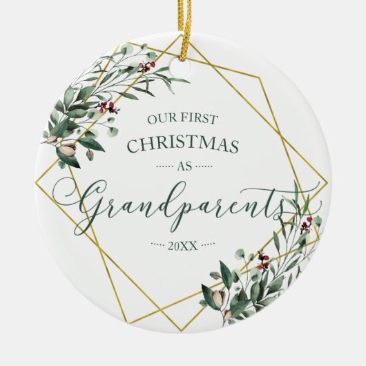 Greenery Our First kerstgrootouders 2020 Keramisch Ornament (Voorkant)