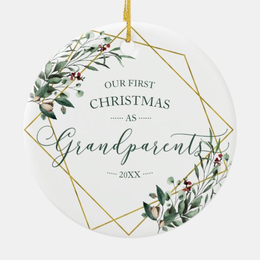 Greenery Our First kerstgrootouders 2020 Keramisch Ornament (Achterkant)