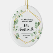 Greenery Our First Kerstmis in ons nieuwe huis Keramisch Ornament (Rechts)