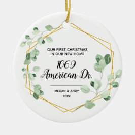 Greenery Our First Kerstmis in ons nieuwe huis Keramisch Ornament