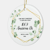 Greenery Our First Kerstmis in ons nieuwe huis Keramisch Ornament (Links)