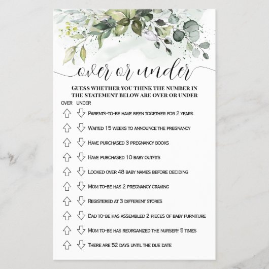 Greenery over of onder de kaart van het Spel van h (Voorkant)