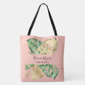 Greenery Palm Leaves Peach Gold Tropical Tote Bag (Achterkant)