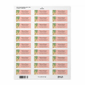 Greenery Palm leest Gold op Peach Business Etiket (Full Sheet)
