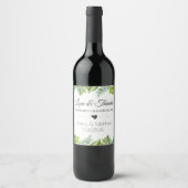 Greenery Palm Wedding Wine Label Favors Wijn Etiket (Voorkant)