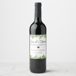 Greenery Palm Wedding Wine Label Favors Wijn Etiket