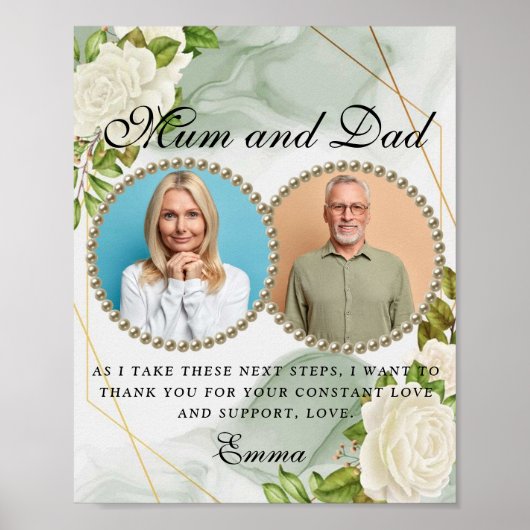 Greenery Parents of the Bride Dank u Gift Poster (Voorkant)
