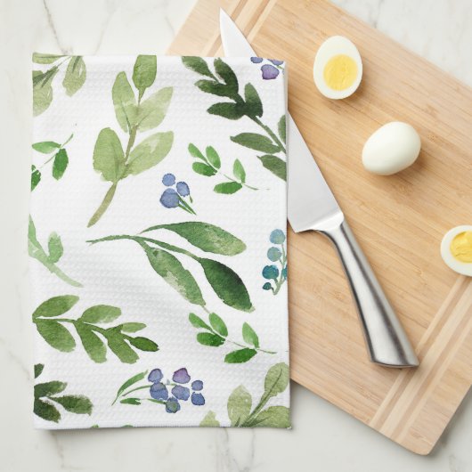 Greenery Pattern Leaf Garden Botanical Green Theedoek (Quarter Fold)