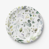 Greenery Pattern Waterverf Vrijgezellenfeest Papieren Bordje (Voorkant)