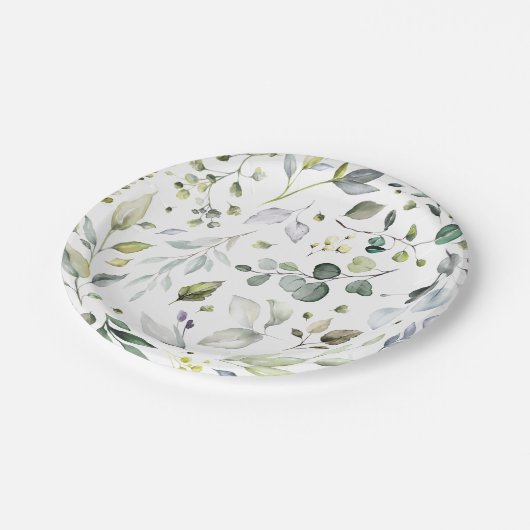 Greenery Pattern Waterverf Vrijgezellenfeest Papieren Bordje (Gekanteld)