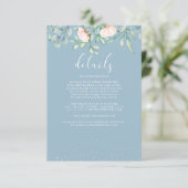 Greenery Peach Rozen Dusty Blue Wedding Details Informatiekaartje (Staand voorkant)