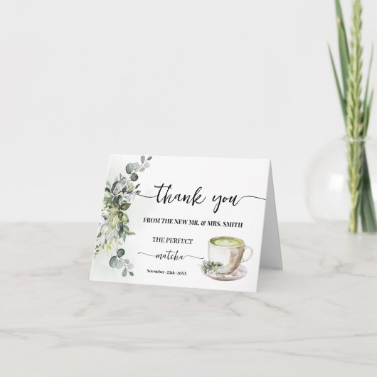 Greenery Perfect Matcha Thank You Card Folded Bedankkaart (Voorkant)