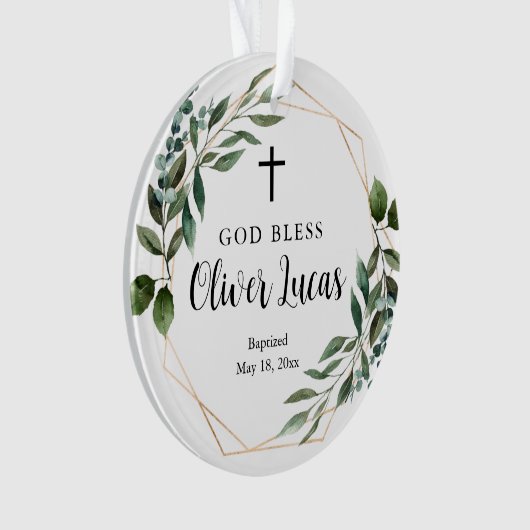 Greenery Personalized Baptism Acrylornament Ornament (voorkant)
