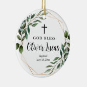 Greenery Personalized Baptism Ceramic Ornament (Rechts)