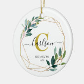 Greenery Personalized First KerstName Initiaal Keramisch Ornament (Links)