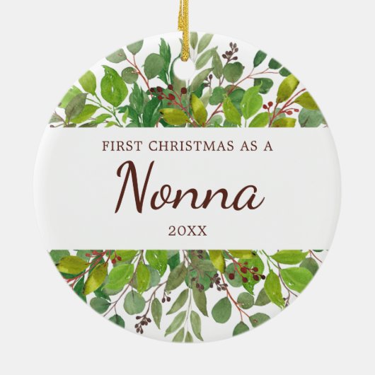 Greenery persoonlijke kerstmis als non na keramisch ornament (Achterkant)