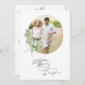 *~* Greenery PHOTO AR6 RSVP + QR Wedding Invitati Kaart (Voorkant / Achterkant)