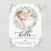 Greenery Photo Birth Announding & Bedankt Briefkaart (Voorkant)