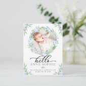 Greenery Photo Birth Announding & Bedankt Briefkaart (Staand voorkant)