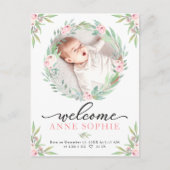 Greenery Photo Birth Announement & Bedankt Post Briefkaart (Voorkant)