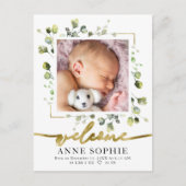 Greenery Photo Birth Announement & Bedankt Post Briefkaart (Voorkant)