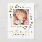 Greenery Photo Birth Announement & Bedankt Post Briefkaart (Voorkant)