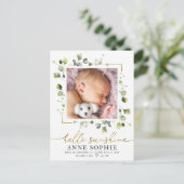 Greenery Photo Birth Announement & Bedankt Post Briefkaart (Staand voorkant)